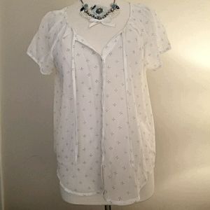 White sheer patterned blouse